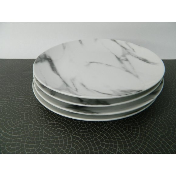 Marble Design Set Of 4 Plates 7.5" Home to Kitchen Porcelain Marble Effect Salad - Picture 8 of 10